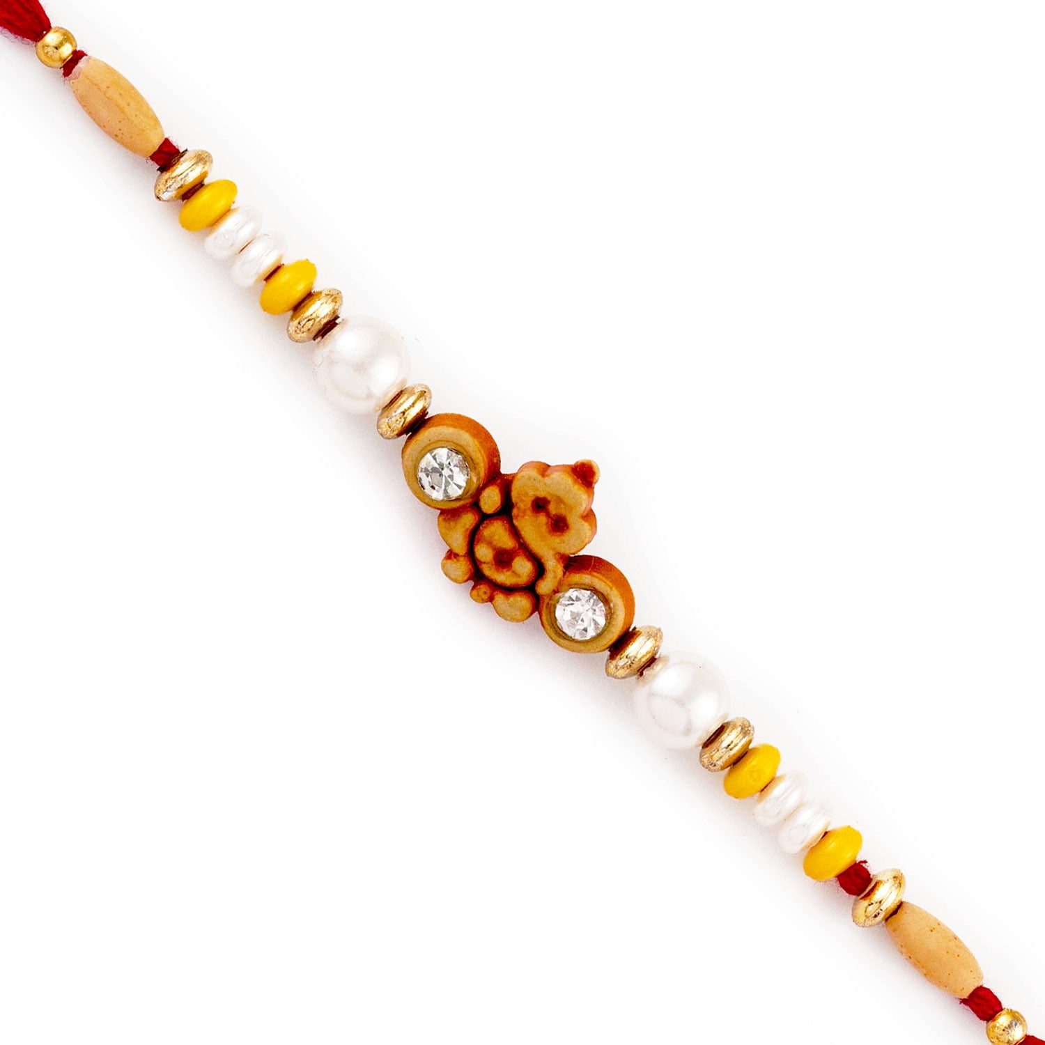 Aapno Rajasthan Brown Ganesh Motif Mauli Thread Rakhi - Default Title (PRS1790)