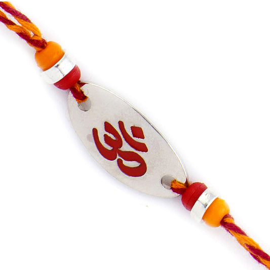 Aapno Rajasthan Silver Base Beads Studded OM Rakhi - Default Title (PRS1799)