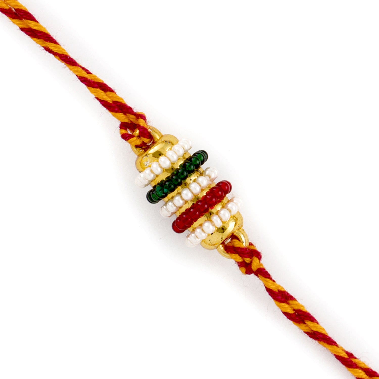 Aapno Rajasthan Small Colourful Beads studded Mauli Thread Rakhi - Default Title (PRS1808)
