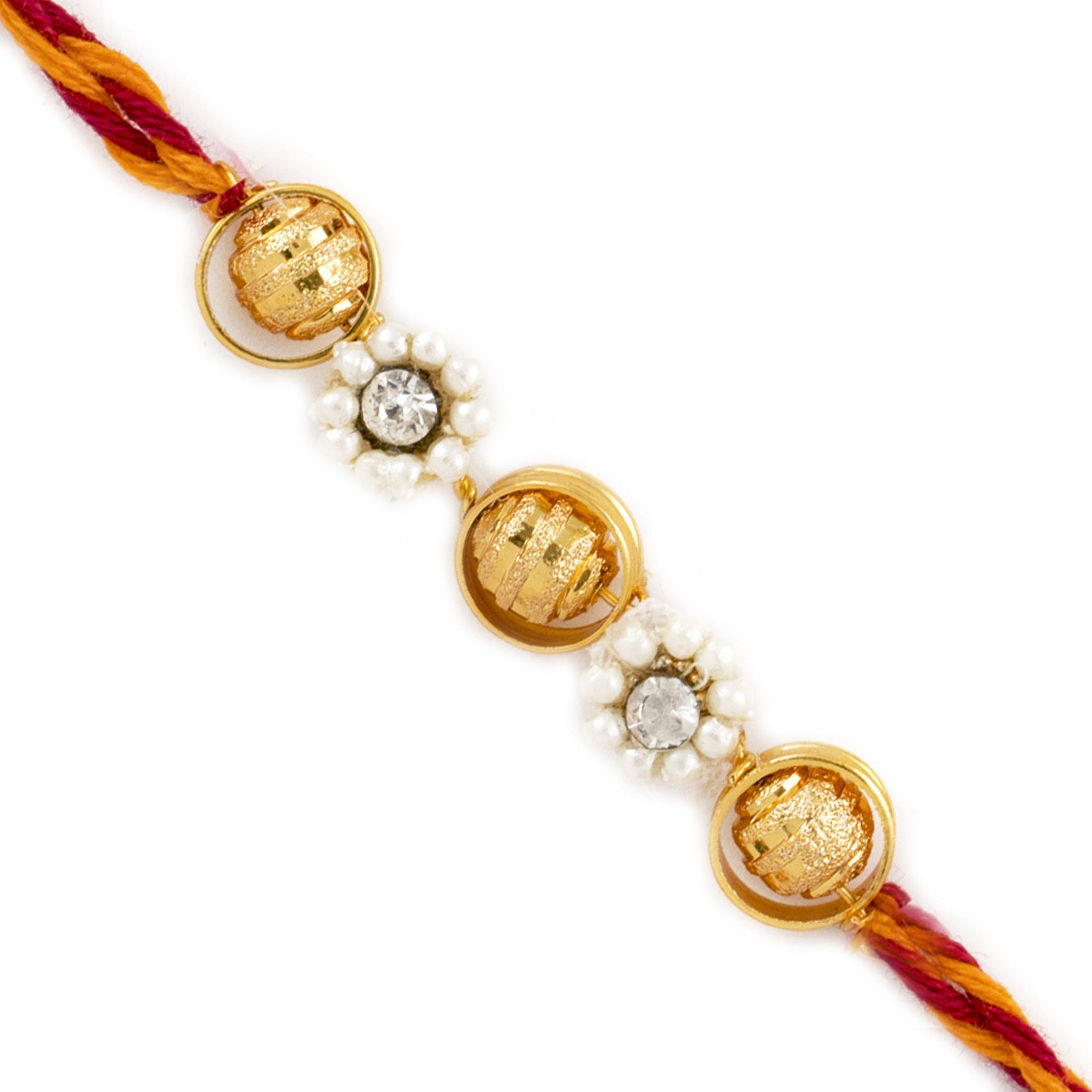 Aapno Rajasthan Golden Beads Rakhi with Pearl - Default Title (PRS1809)