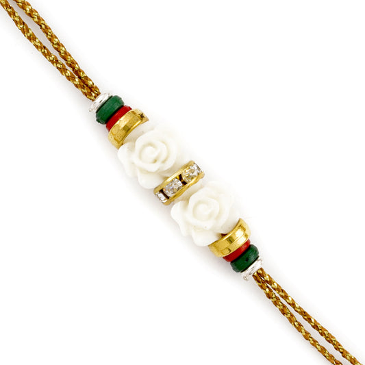 Aapno Rajasthan White Rose with Colourful Beads Rakhi - Default Title (PRS1810)