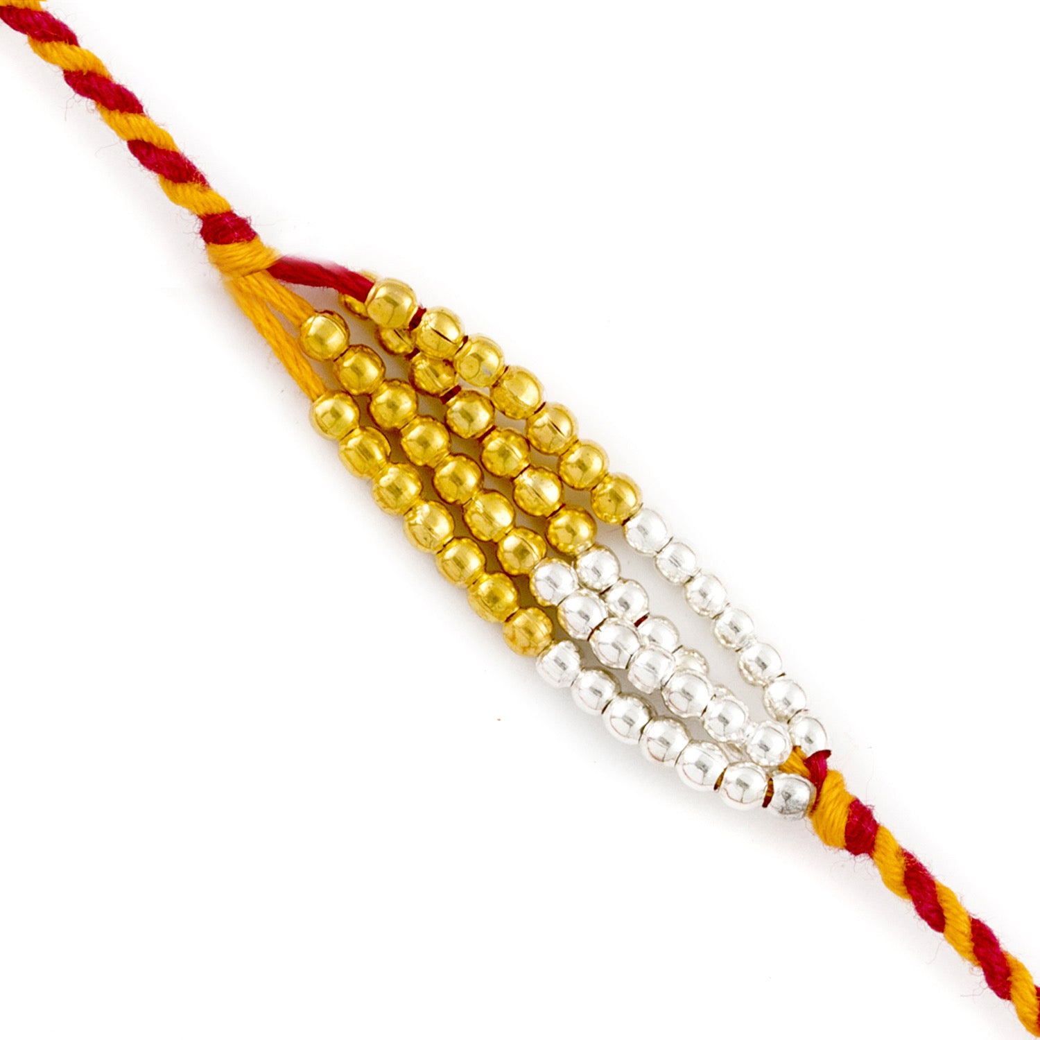 Aapno Rajasthan Golden and Silver Small Beads Mauli Thread Rakhi - Default Title (PRS1820)