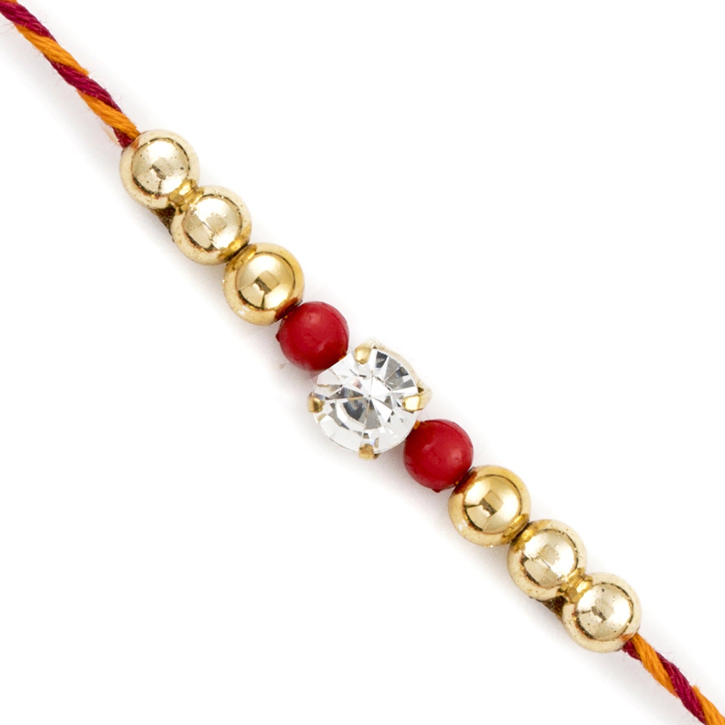 Aapno Rajasthan Golden and Red Beads with AD studded Thread Rakhi - Default Title (PRS1821)