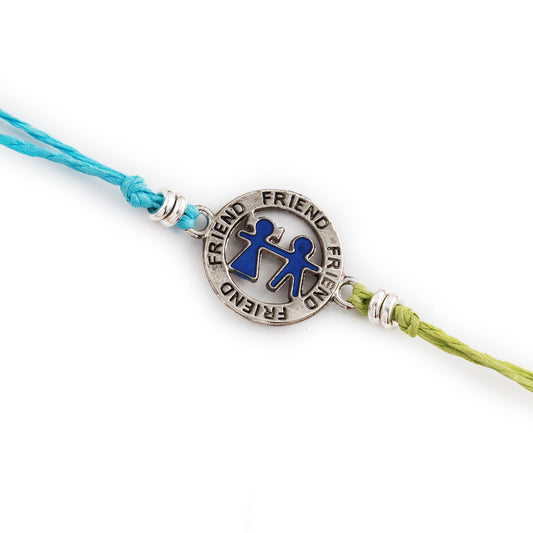 Aapno Rajasthan Metallic Friend Motif Rakhi for Bhai In Blue - Default Title (PRS18309)