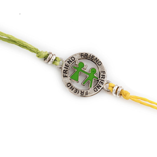 Aapno Rajasthan Metallic Friend Motif Rakhi for Bhai In Green - Default Title (PRS18310)