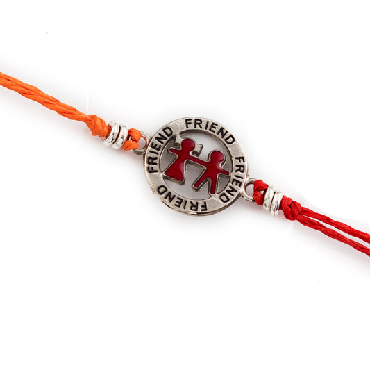 Aapno Rajasthan Metallic Friend Motif Rakhi for Bhai In Red - Default Title (PRS18311)