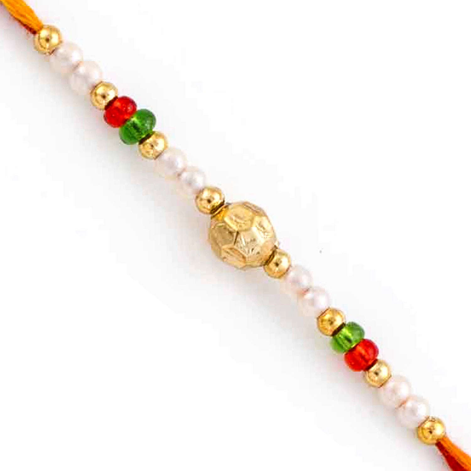 Aapno Rajasthan Lovely Golden Ball Bead Studded Rakhi - Default Title (PRS18409)