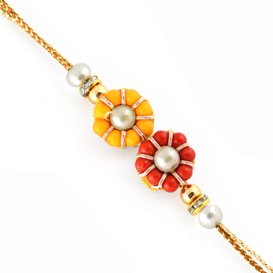 Aapno Rajasthan Red and Orange Beads Rakhi - Default Title (PRS1953)