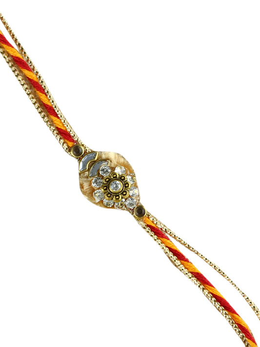 Traditional Beads-Work Handcrafted Rakhi with Mauli - Default Title (PRS21011)