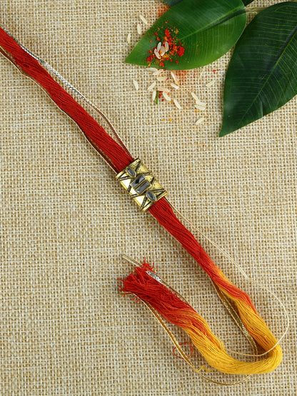 Handcrafted Antique Golden Rakhi - Default Title (PRS21017)