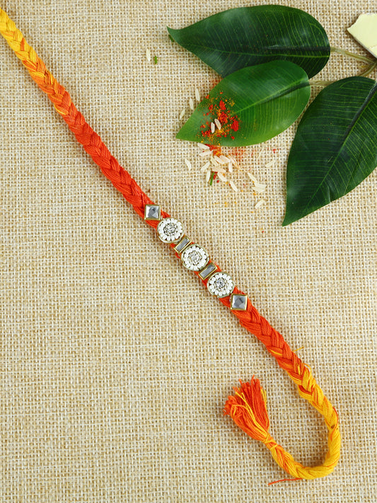 Braided Mauli Rakhi with Handcrafted Beads and Stones - Default Title (PRS21028)