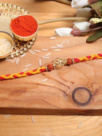 Rudraksha Rakhi with Swastika in Golden - Default Title (PRS2163)