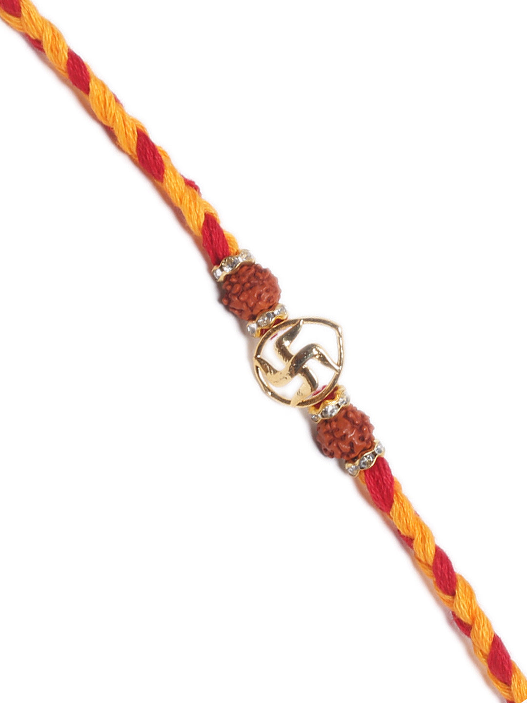 Rudraksha Rakhi with Swastika in Golden - Default Title (PRS2163)