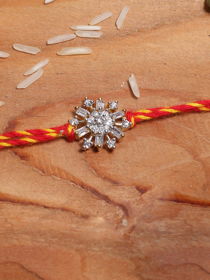 Traditional Diamond and Silver Beaded Mauli Rakhi - Default Title (PRS2166)
