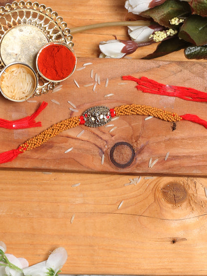 Antique Lord Ganesha Brass Rakhi - Default Title (PRS2170)