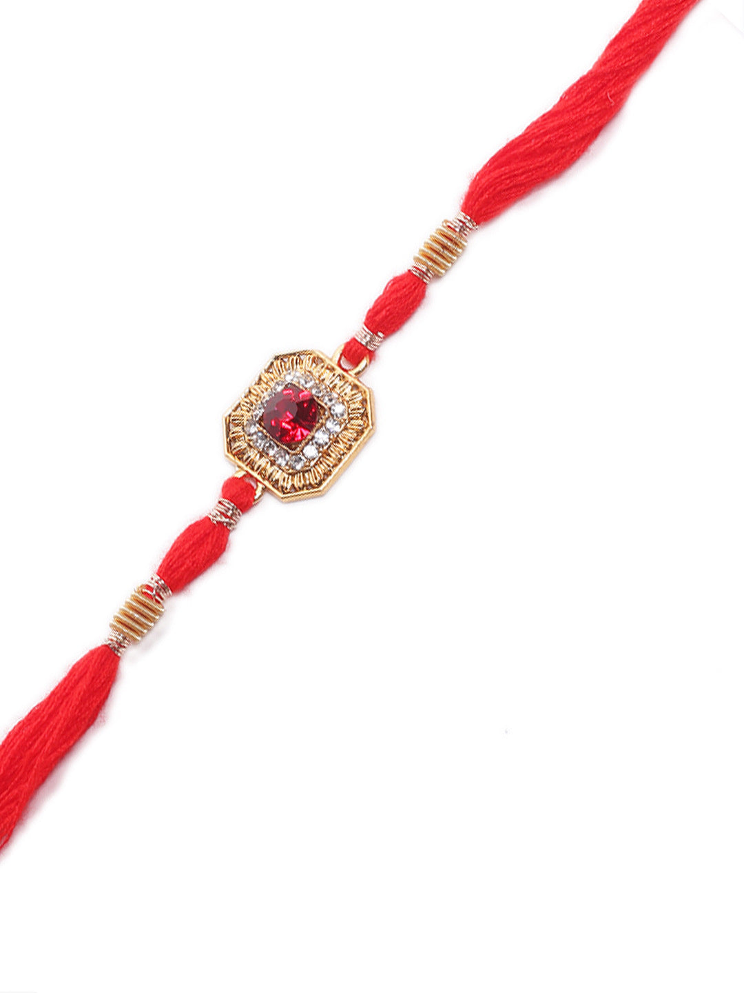 Red Diamond Embellished Handcrafted Rakhi - Default Title (PRS2171)