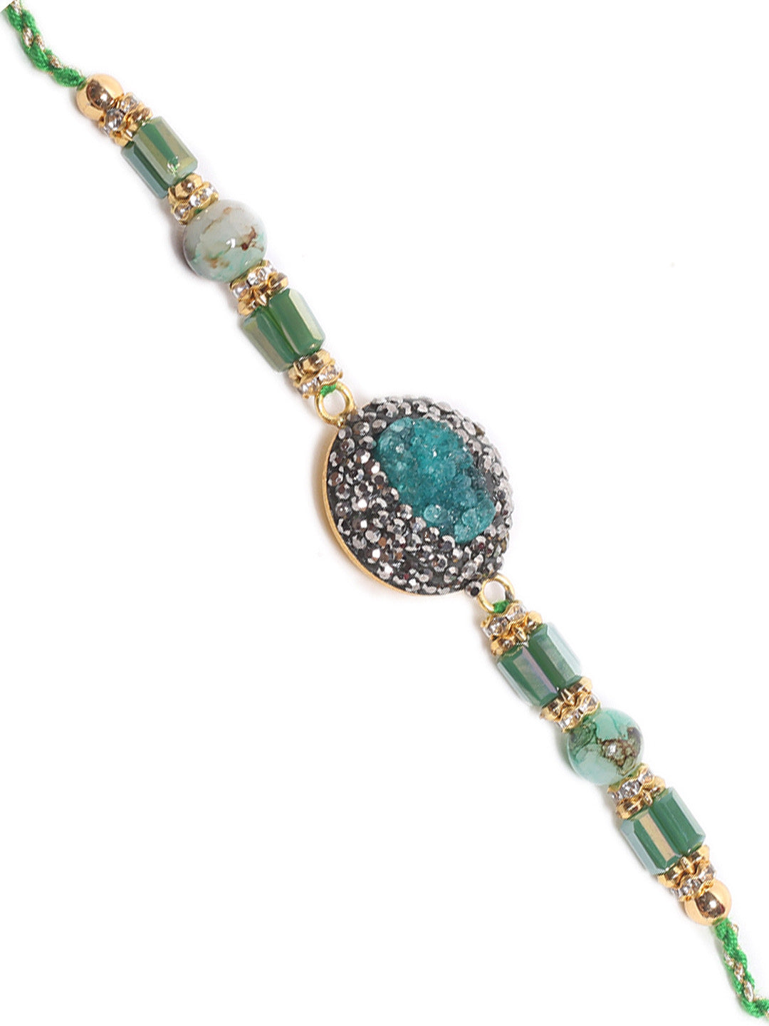 Blue and Silver Crystal Stones Embellished Rakhi - Default Title (PRS2175)