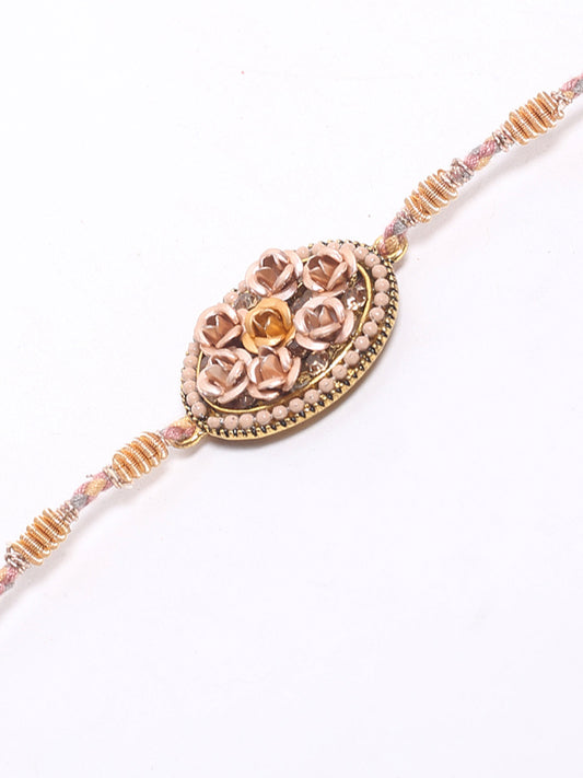 Copper Golden and Pink Roses Elegant Rakhi - Default Title (PRS2180)