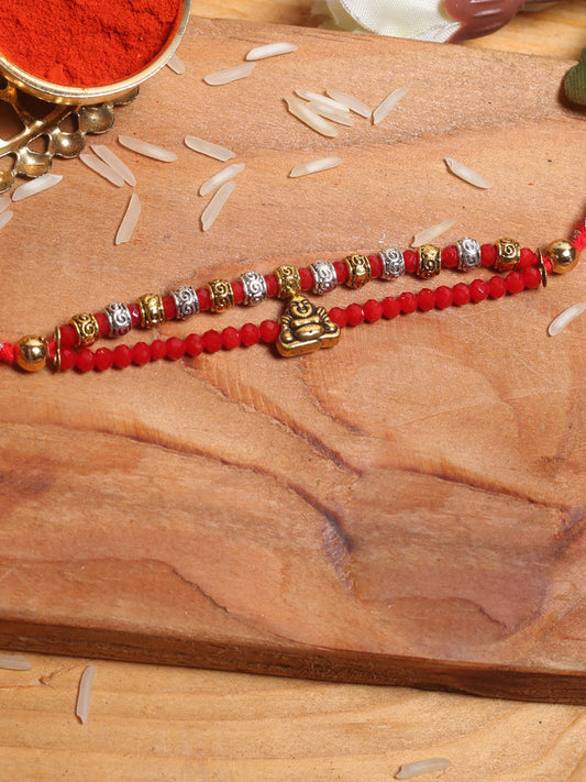 Laughing Buddha Red Beaded Rakhi - Default Title (PRS2182)