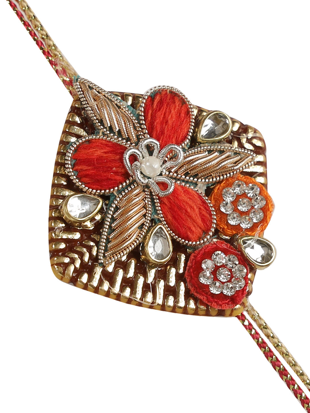 Colorful Zardosi Work Floral Rakhi - Only Rakhi (PRS2202)