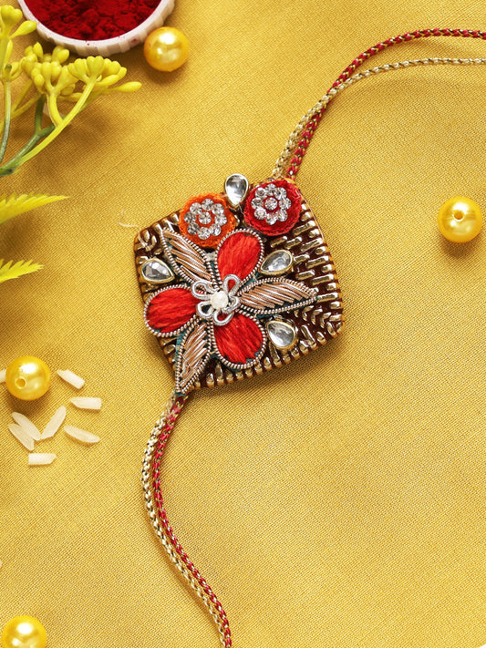 Colorful Zardosi Work Floral Rakhi - Only Rakhi (PRS2202)