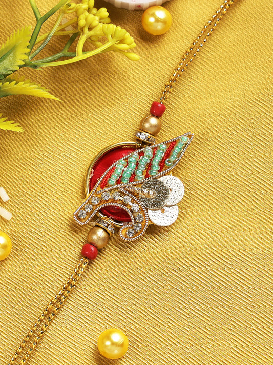 Leaf Petal Designer Zardosi Rakhi - Only Rakhi (PRS2204)