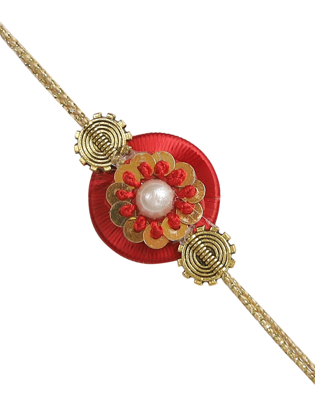 Red Base with Golden Sequins Rakhi - Only Rakhi (PRS2212)