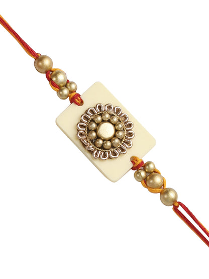 Antique Gold Flower Rakhi - Only Rakhi (PRS2221)