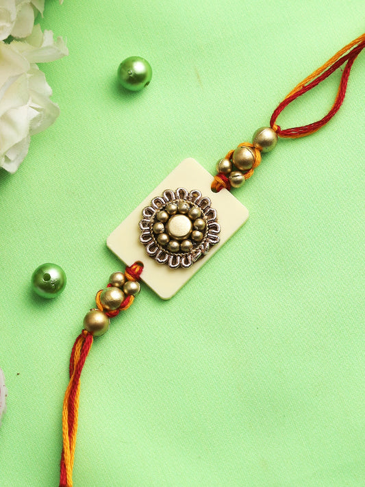 Antique Gold Flower Rakhi - Only Rakhi (PRS2221)