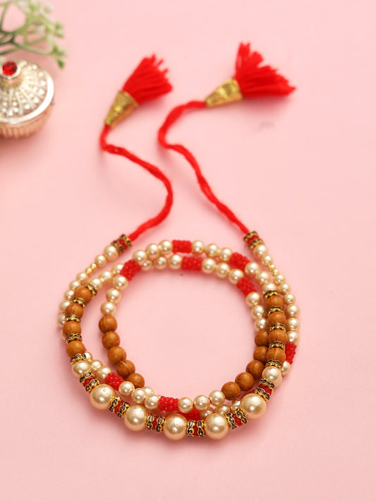 Pearl and Beads Bracelete Rakhi - Only Rakhi (PRS2242)
