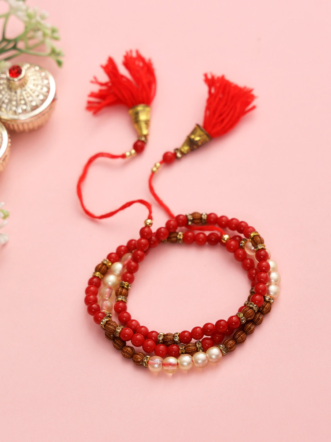 Pearl and Beads Bracelete Rakhi - Only Rakhi (PRS2243)