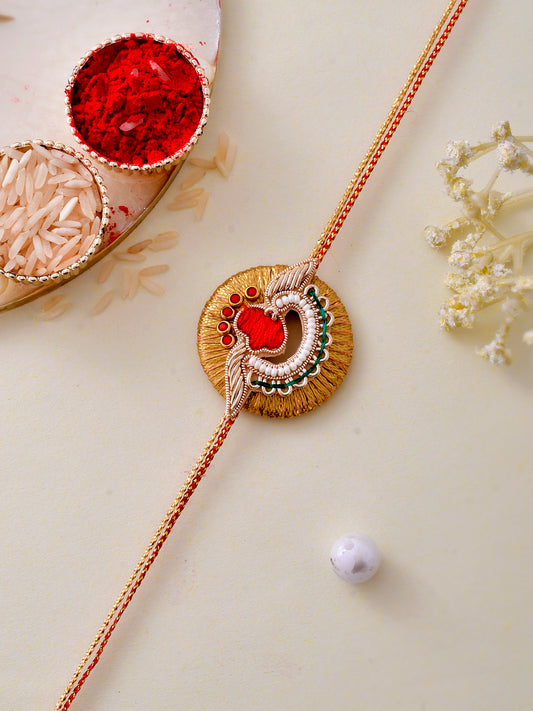 Gota & Aari Crafted Traditional Rakhi - Only Rakhi (PRS2301)