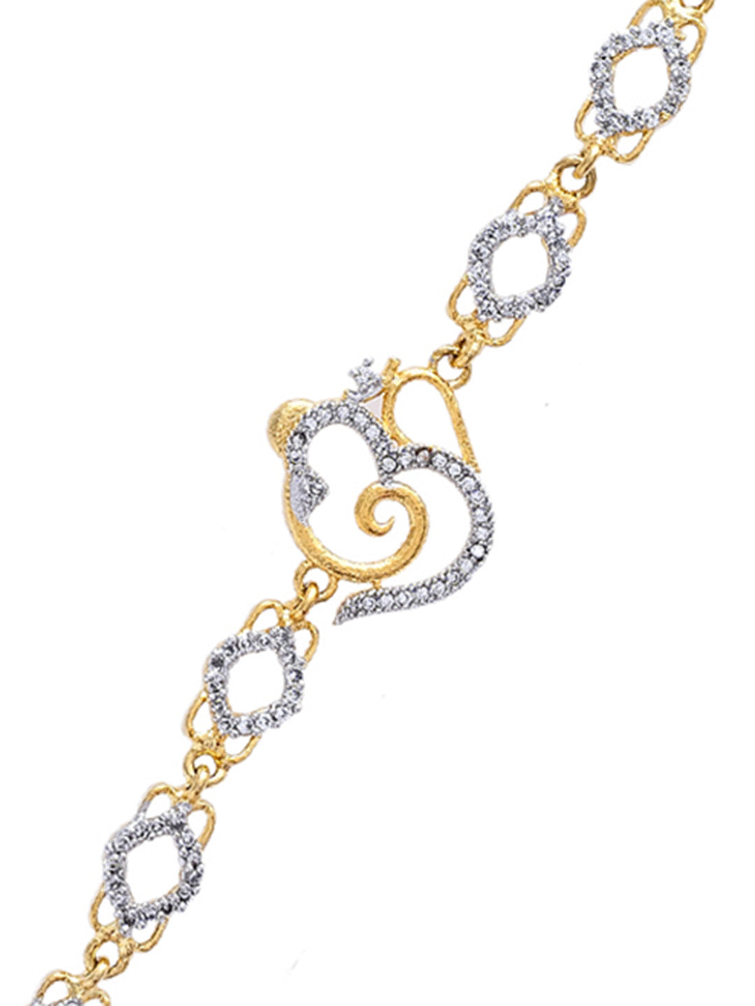 Gold Plated Om Engraved Majestic Bracelet Rakhi - Only Rakhi (PRS23101)