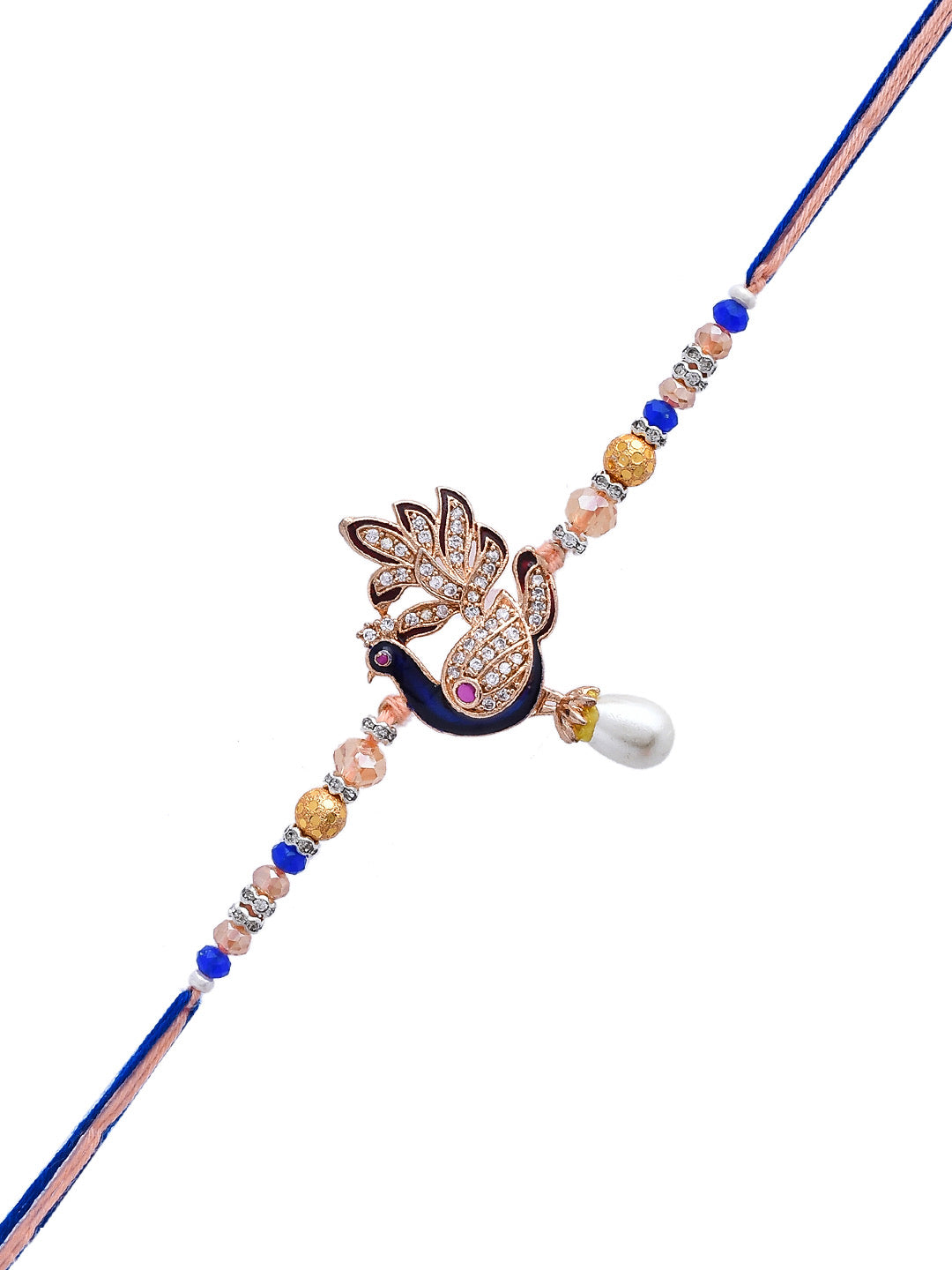 Whimsical Beads & Stones Handcrafted Royal Peacock Rakhi - Only Rakhi (PRS23102)