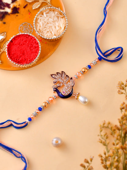 Whimsical Beads & Stones Handcrafted Royal Peacock Rakhi - Only Rakhi (PRS23102)