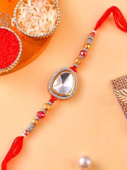 Swarovski Studded Handcrafted Scarlet Rakhi - Only Rakhi (PRS23104)