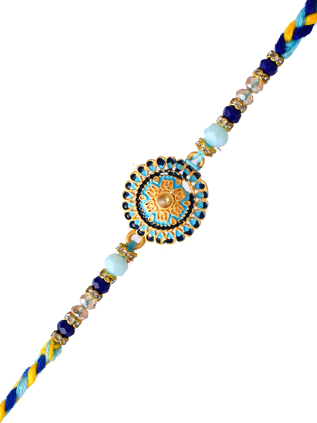 Ceramic Enamled & Handcrafted Beaded Royal Rakhi - Only Rakhi (PRS23109)