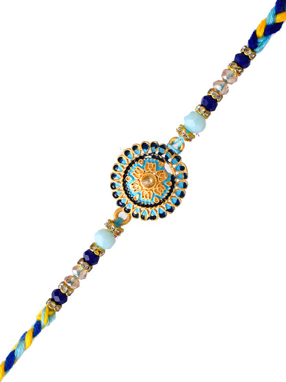 Ceramic Enamled & Handcrafted Beaded Royal Rakhi - Only Rakhi (PRS23109)