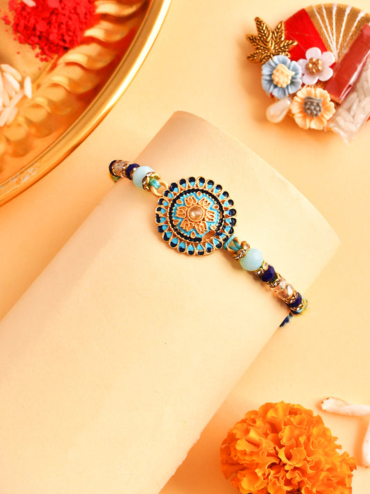Ceramic Enamled & Handcrafted Beaded Royal Rakhi - Only Rakhi (PRS23109)