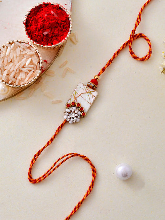 Beads Woven Enameled Elegant Resin Rakhi - Only Rakhi (PRS2311)