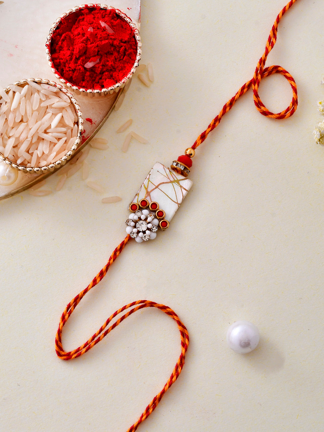 Beads Woven Enameled Elegant Resin Rakhi - Only Rakhi (PRS2311)