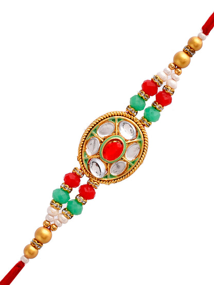 Kundan & Ruby Crafted Royal Bhaiya Rakhi - Only Rakhi (PRS23118)