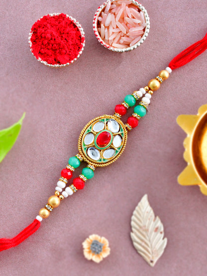 Kundan & Ruby Crafted Royal Bhaiya Rakhi - Only Rakhi (PRS23118)