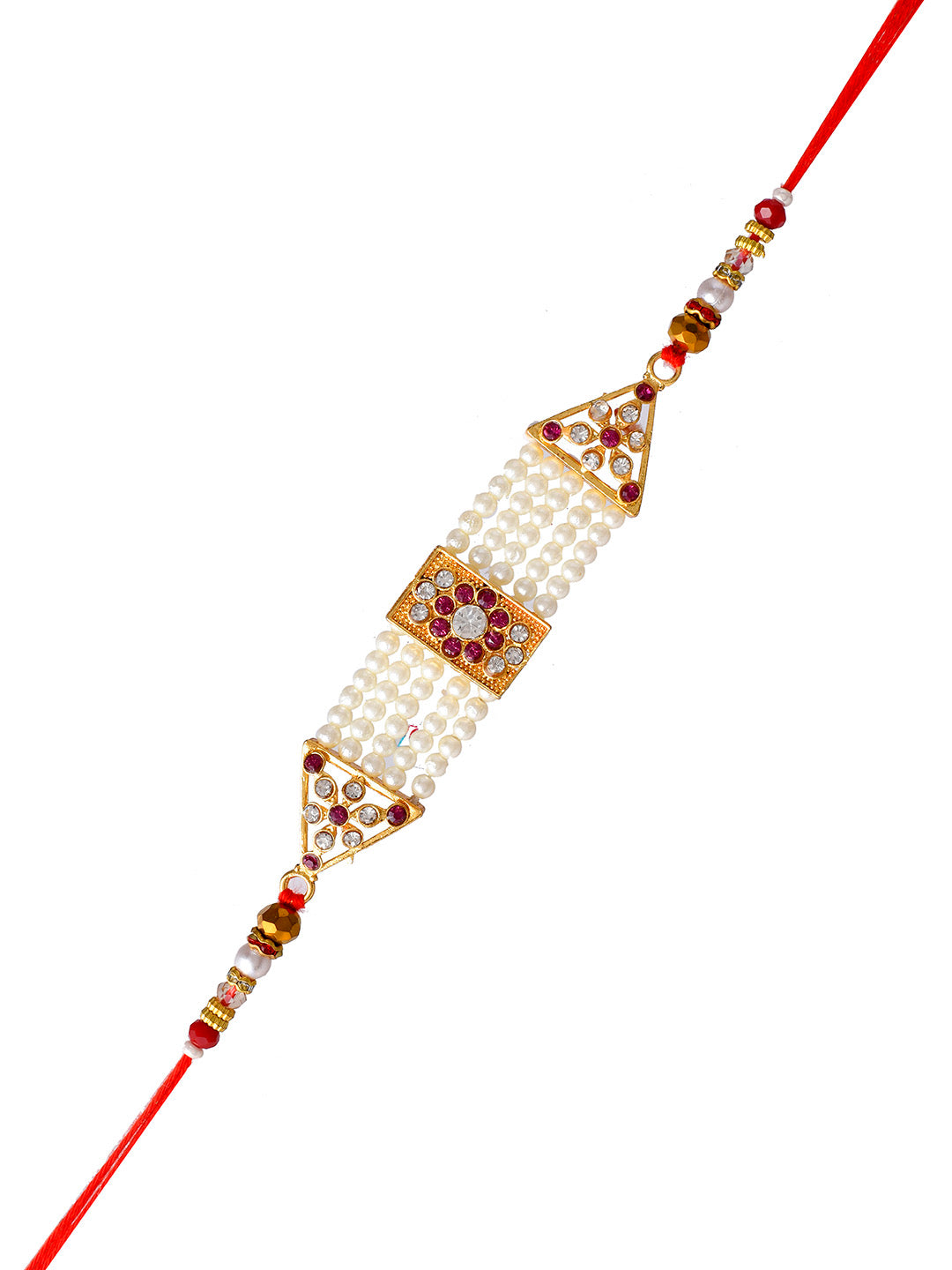 Pearl & Swaroswki Patterned Elegant Bhaiya Rakhi - Only Rakhi (PRS23123)