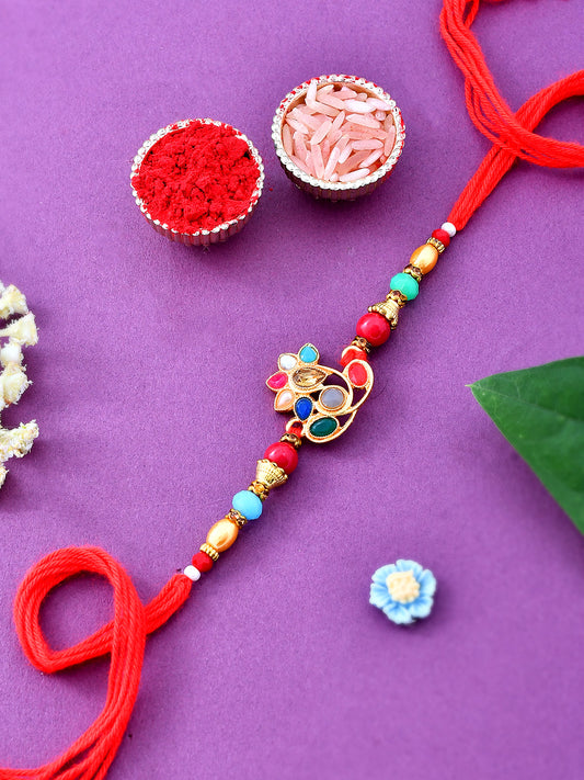 Multi Embellished Vibrant Metal Rakhi - Only Rakhi (PRS23126)