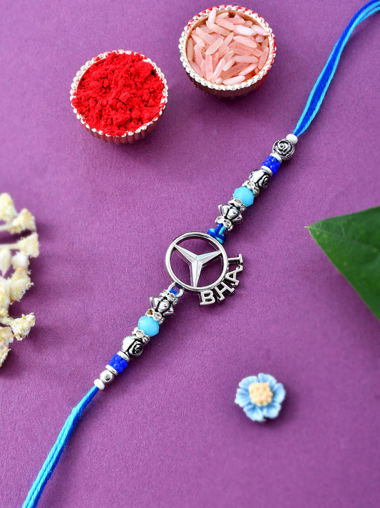 Silver Mercedes Logo ‘BHAI’ Rakhi - Only Rakhi (PRS23129)