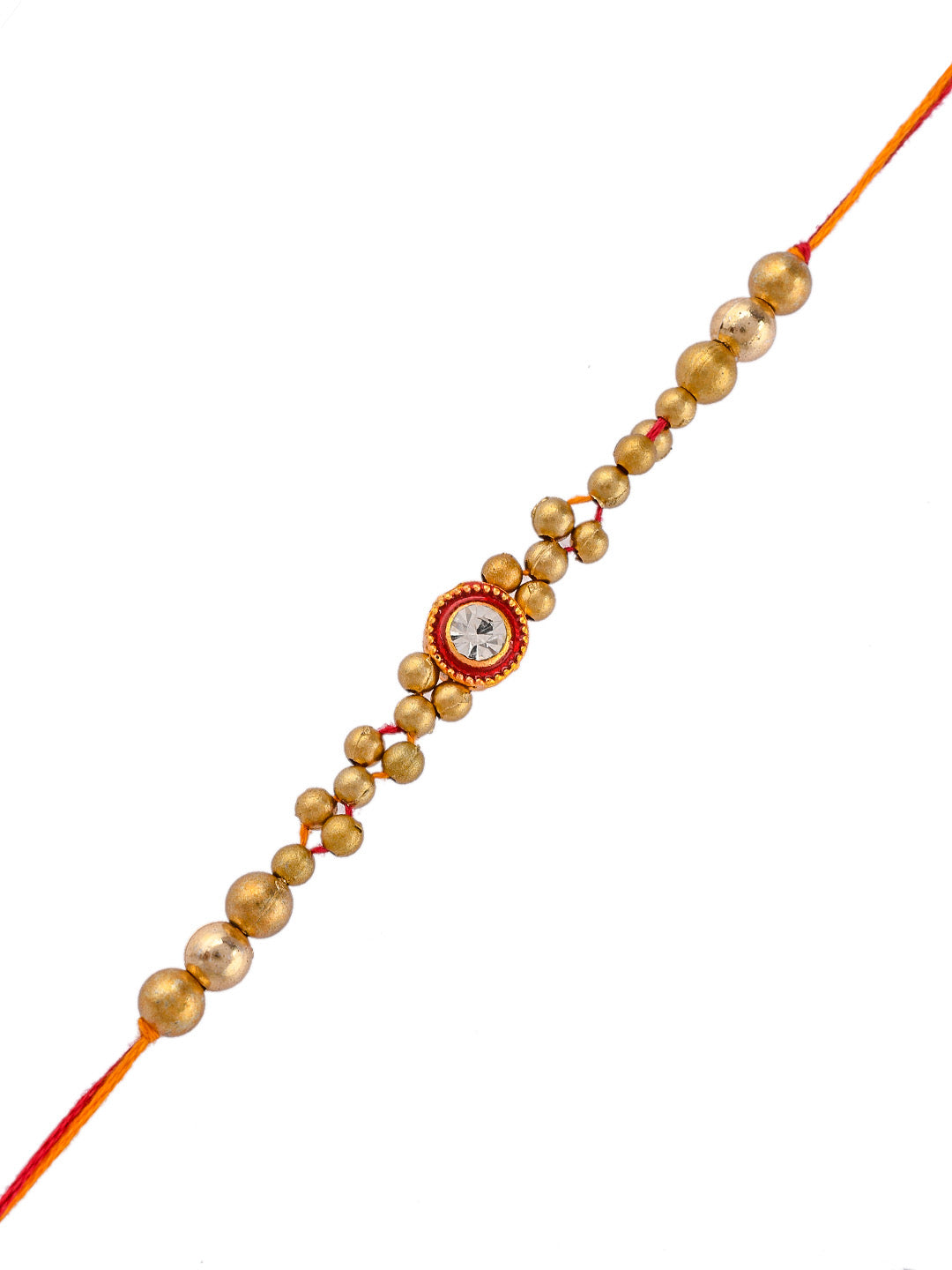 Premium Woven Golden Beads Bracelet Rakhi - Only Rakhi (PRS2313)