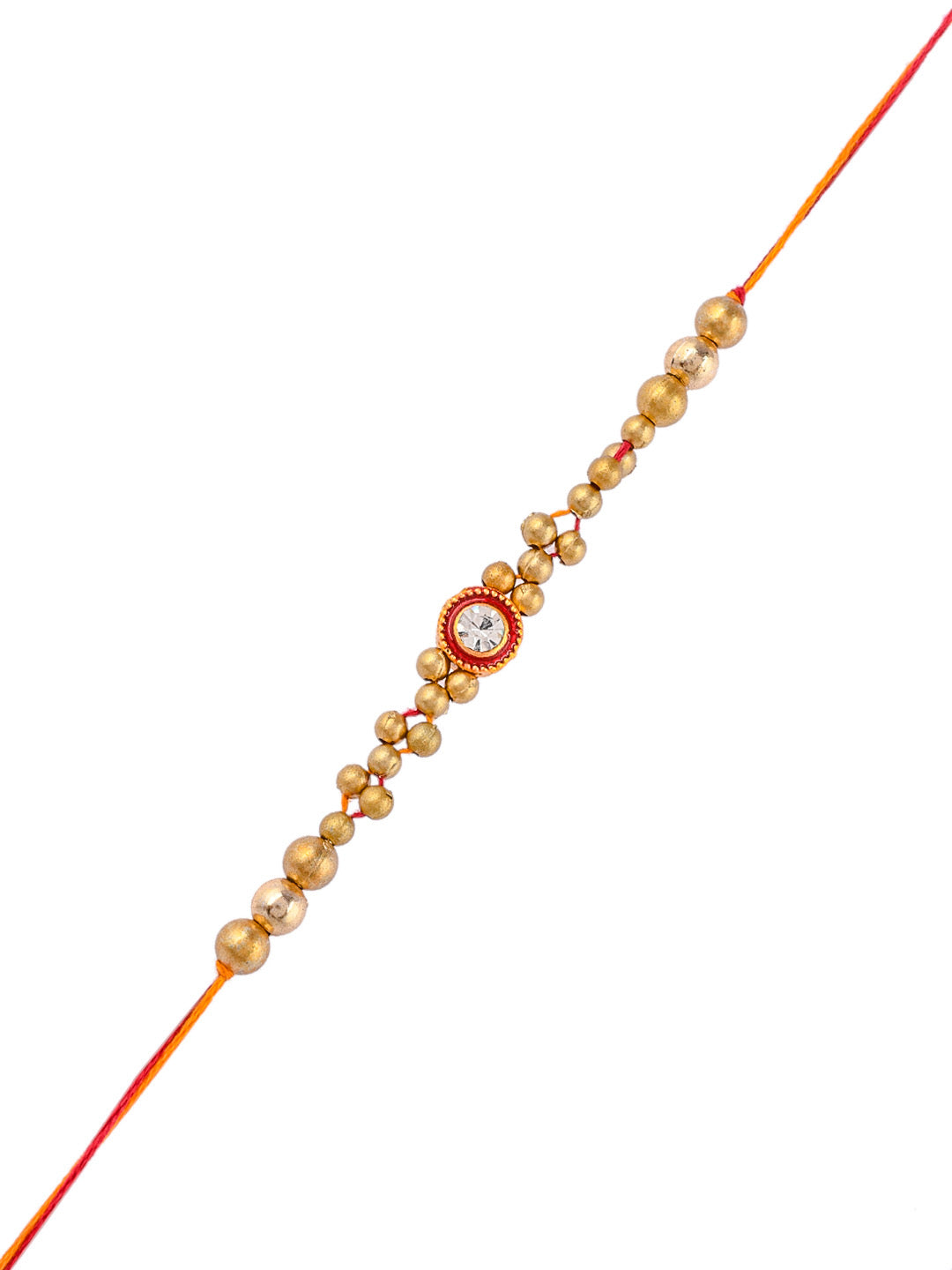 Premium Woven Golden Beads Bracelet Rakhi - Only Rakhi (PRS2313)