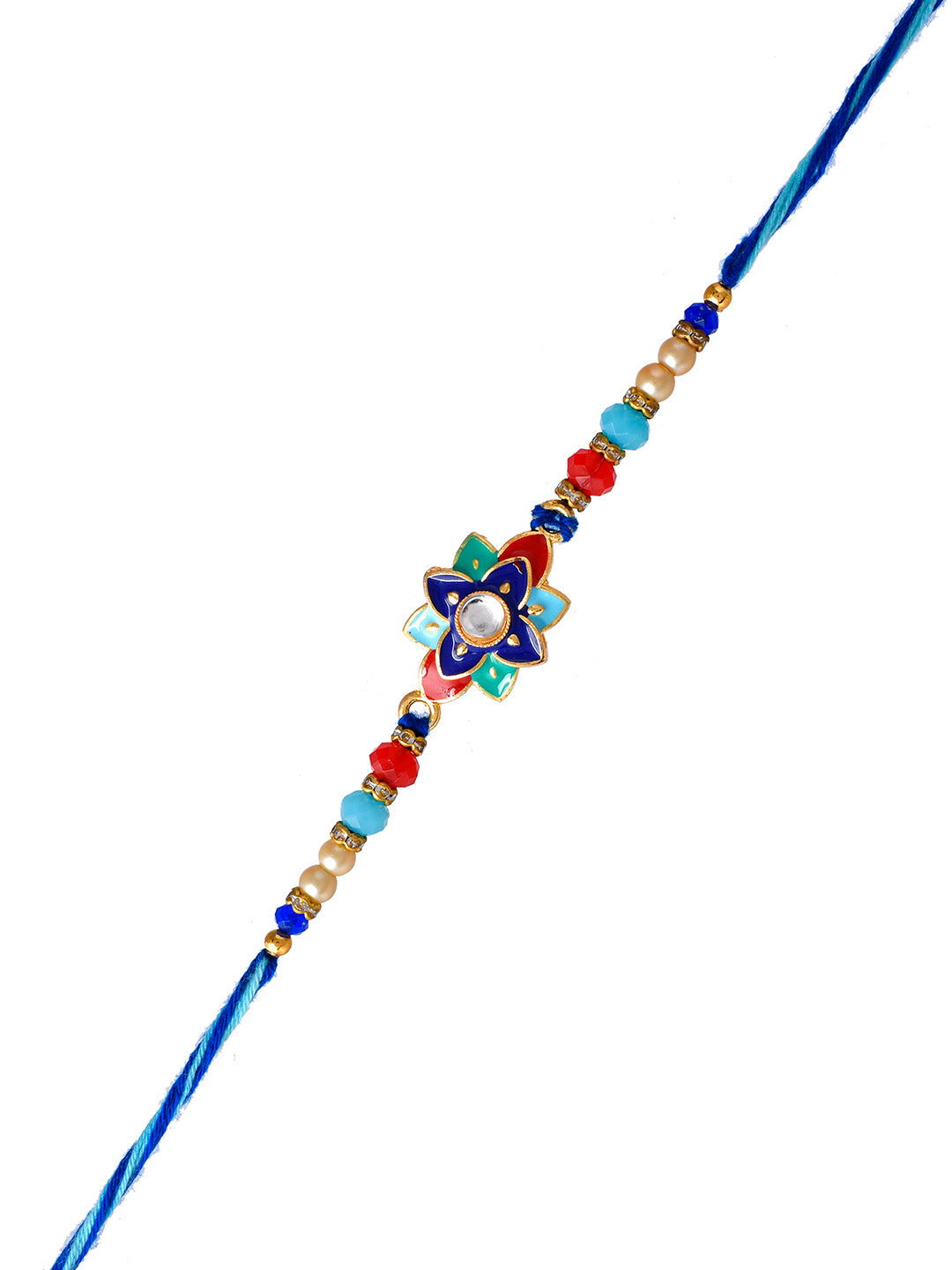 Multi-Coloured Beads & Ceramic Enamled Vibrant Rakhi - Only Rakhi (PRS23130)