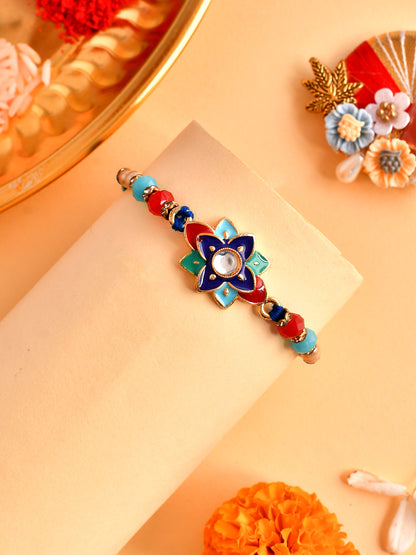 Multi-Coloured Beads & Ceramic Enamled Vibrant Rakhi - Only Rakhi (PRS23130)